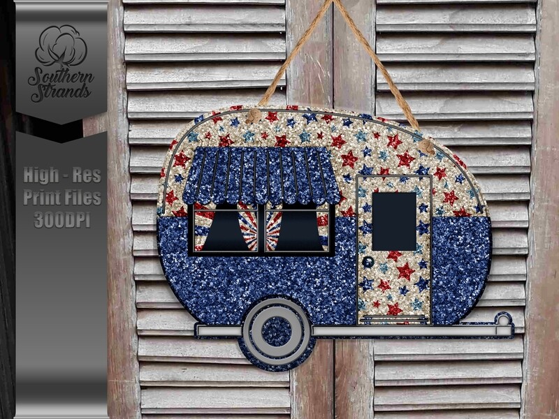 Stars and Stripes Camper Door Hanger | DIGITAL DESIGN