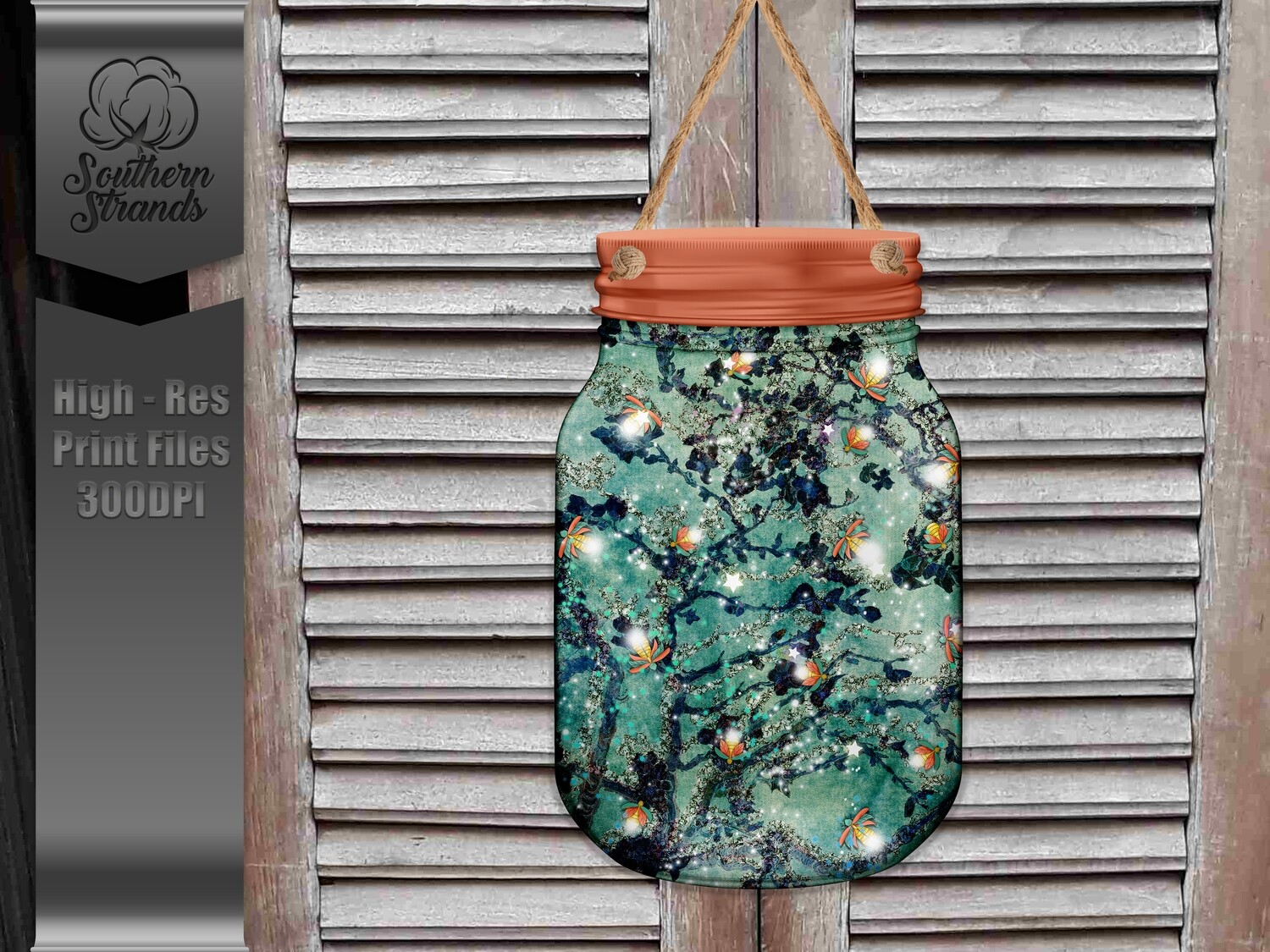 Jar of Fireflies Door Hanger - No Text | DIGITAL DESIGN