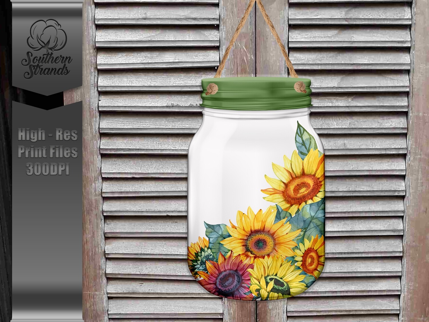 Jar of Sunflowers Door Hanger - No Text | DIGITAL DESIGN