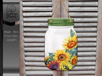 Jar of Sunflowers Door Hanger - No Text | DIGITAL DESIGN