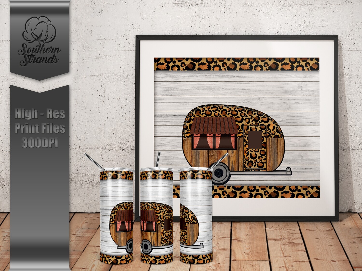 Happy Camper Tumbler - Leopard Edition - Add Your Own text | DIGITAL DESIGN