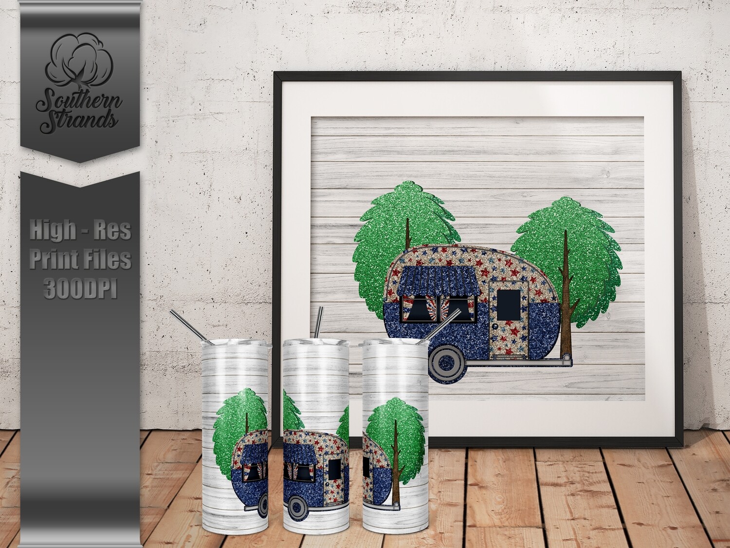 Happy Camper Tumbler - Stars and Stripes - Add Your Own text | DIGITAL DESIGN