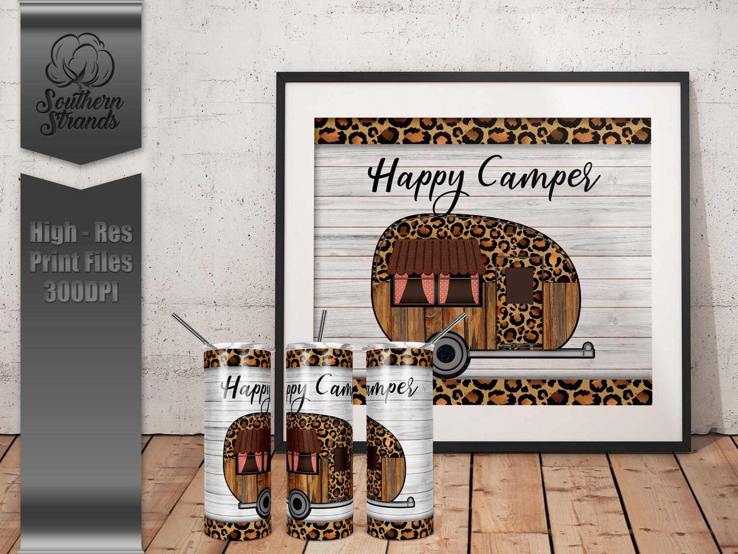 Happy Camper Tumbler - Leopard Edition | DIGITAL DESIGN