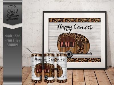 Happy Camper Tumbler - Leopard Edition | DIGITAL DESIGN