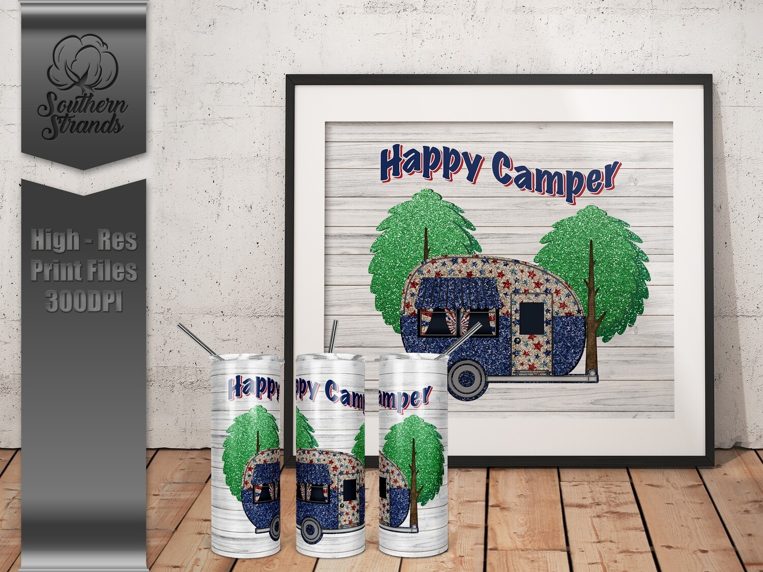 Happy Camper Tumbler - Stars and Stripes | DIGITAL DESIGN