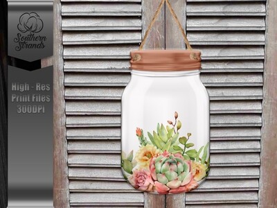 Jar of Succulents Door Hanger - Add Your Own Text  | DIGITAL DESIGN