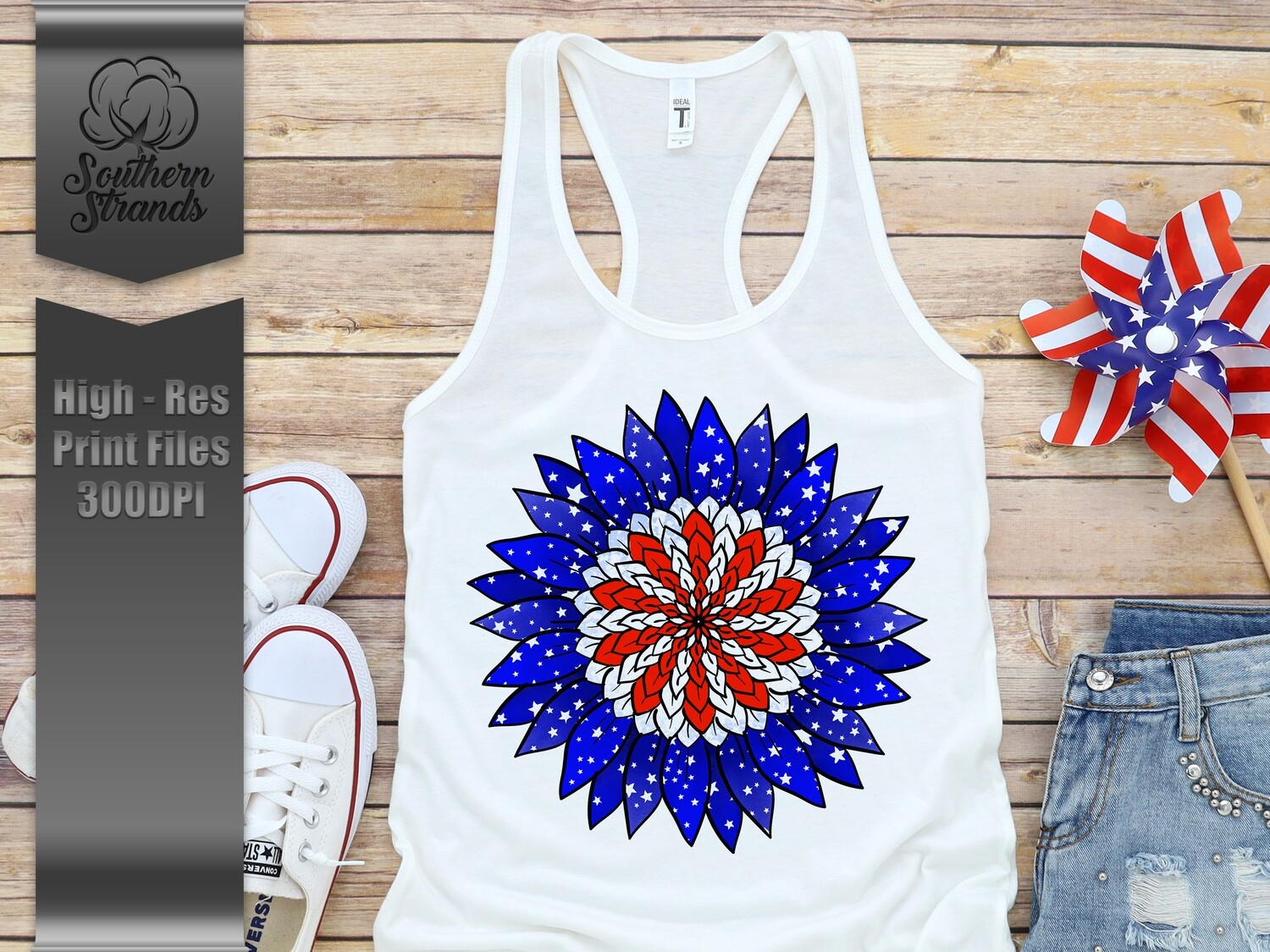 Patriotic Sunflower White Center  |  DIGITAL DESIGN