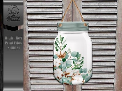 Jar of Cotton Door Hanger - Add Your Own Text  | DIGITAL DESIGN