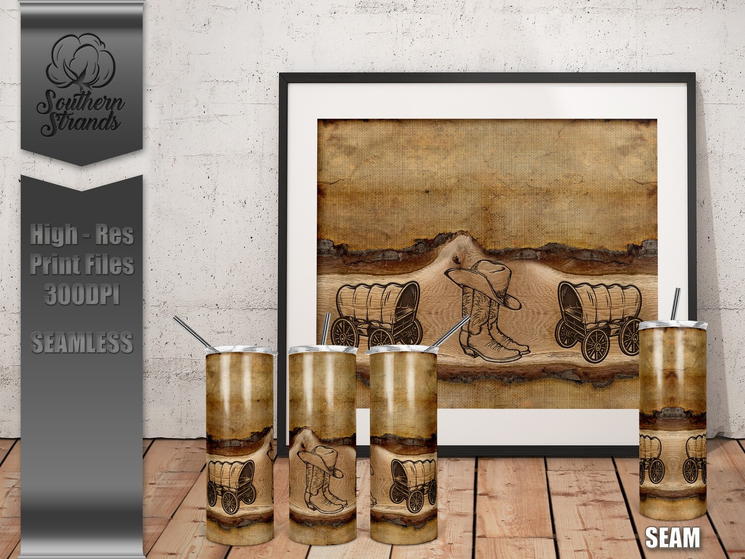 Wooden Plank Tumblers - Western - Seamless | DIGITAL DESIGN