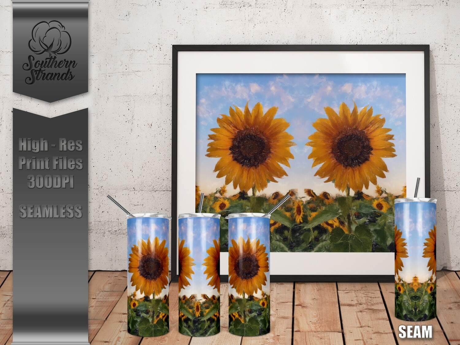 Watercolor_Sunflower_Tumbler - Seamless | DIGITAL DESIGN