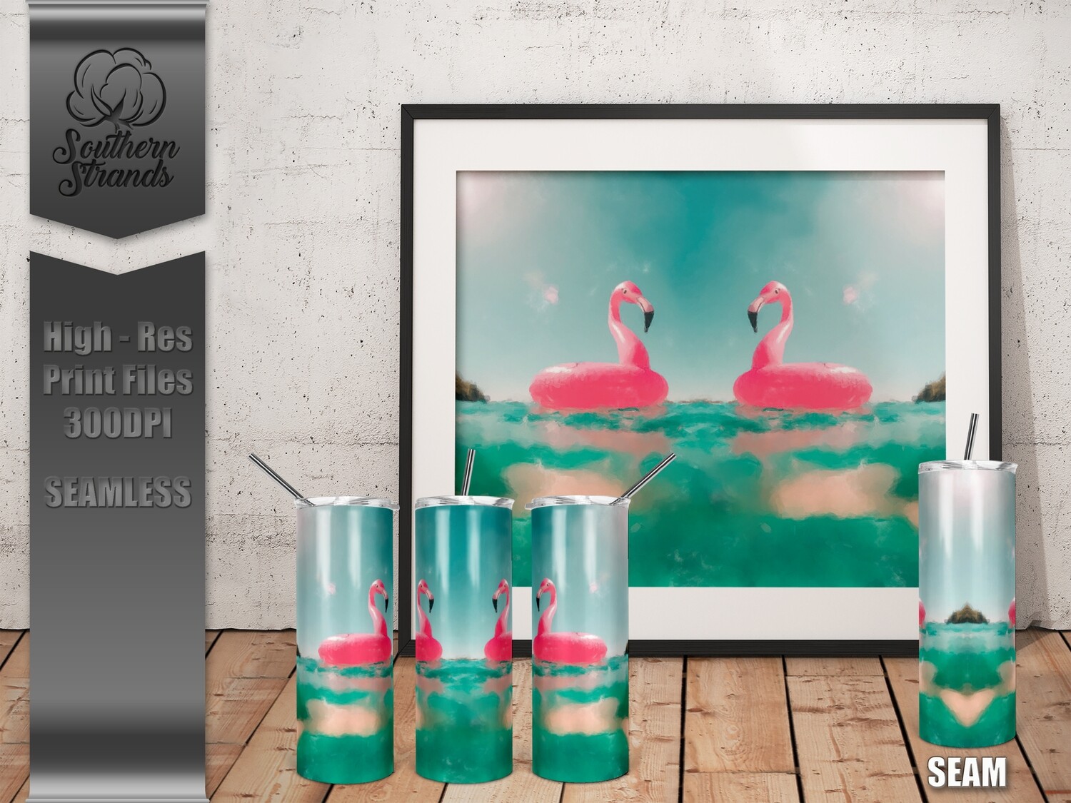 Watercolor_Flamingo_Tumbler - Seamless | DIGITAL DESIGN