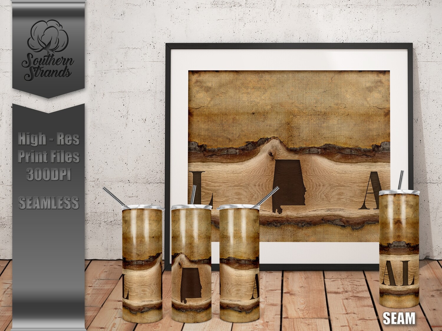 Wooden Plank State Tumblers - Alabama - Seamless | DIGITAL DESIGN