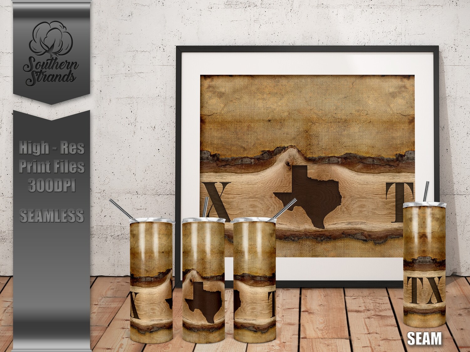 Wooden Plank State Tumblers - Texas - Seamless | DIGITAL DESIGN