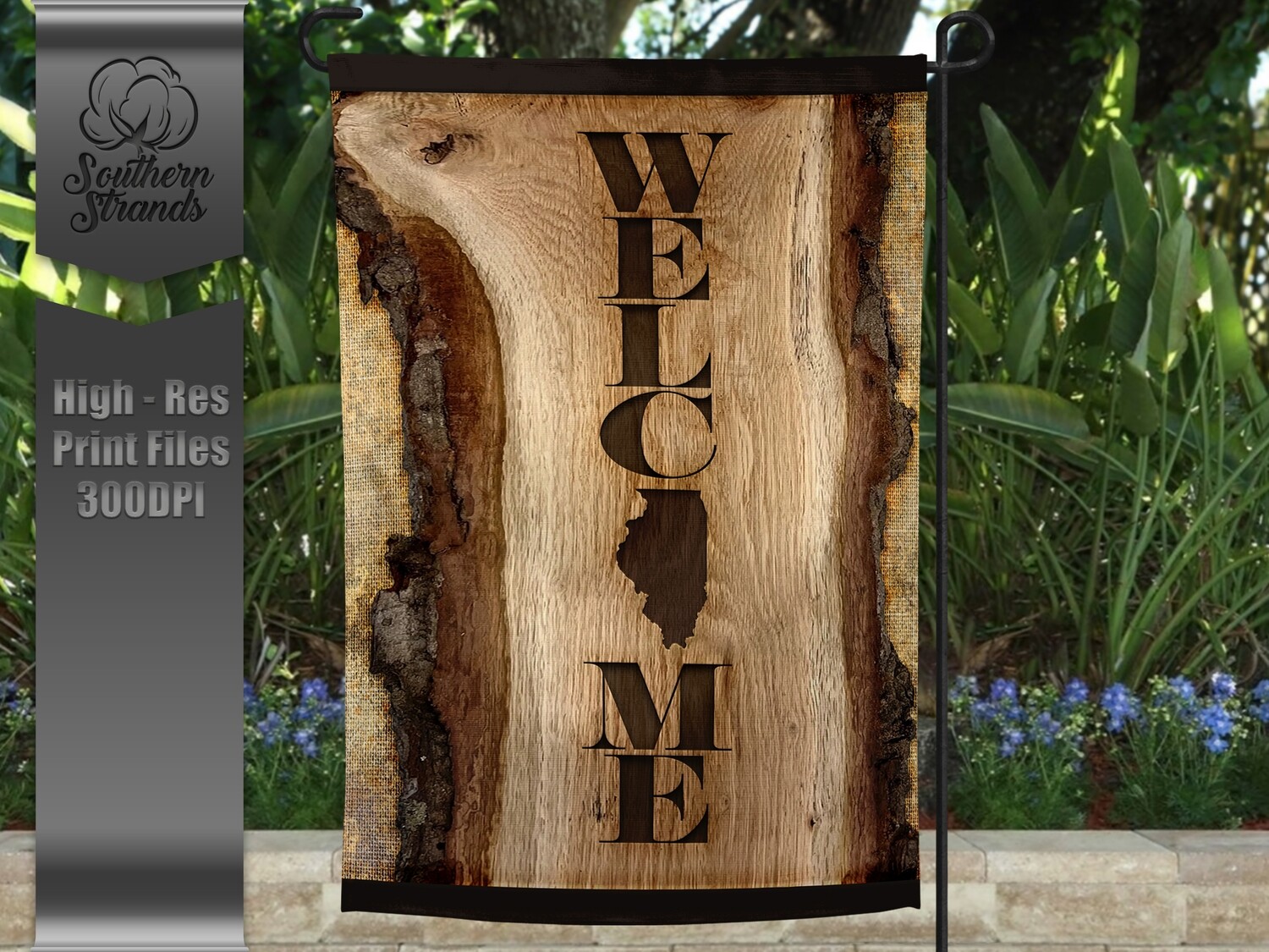 Wooden Plank Garden Flag - Illinois | 12x18 | DIGITAL DESIGN