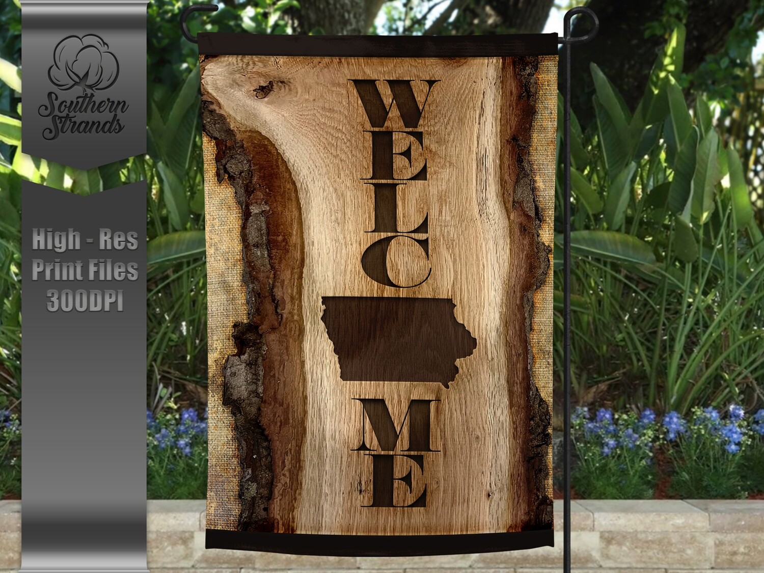 Wooden Plank Garden Flag - Iowa | 12x18 | DIGITAL DESIGN