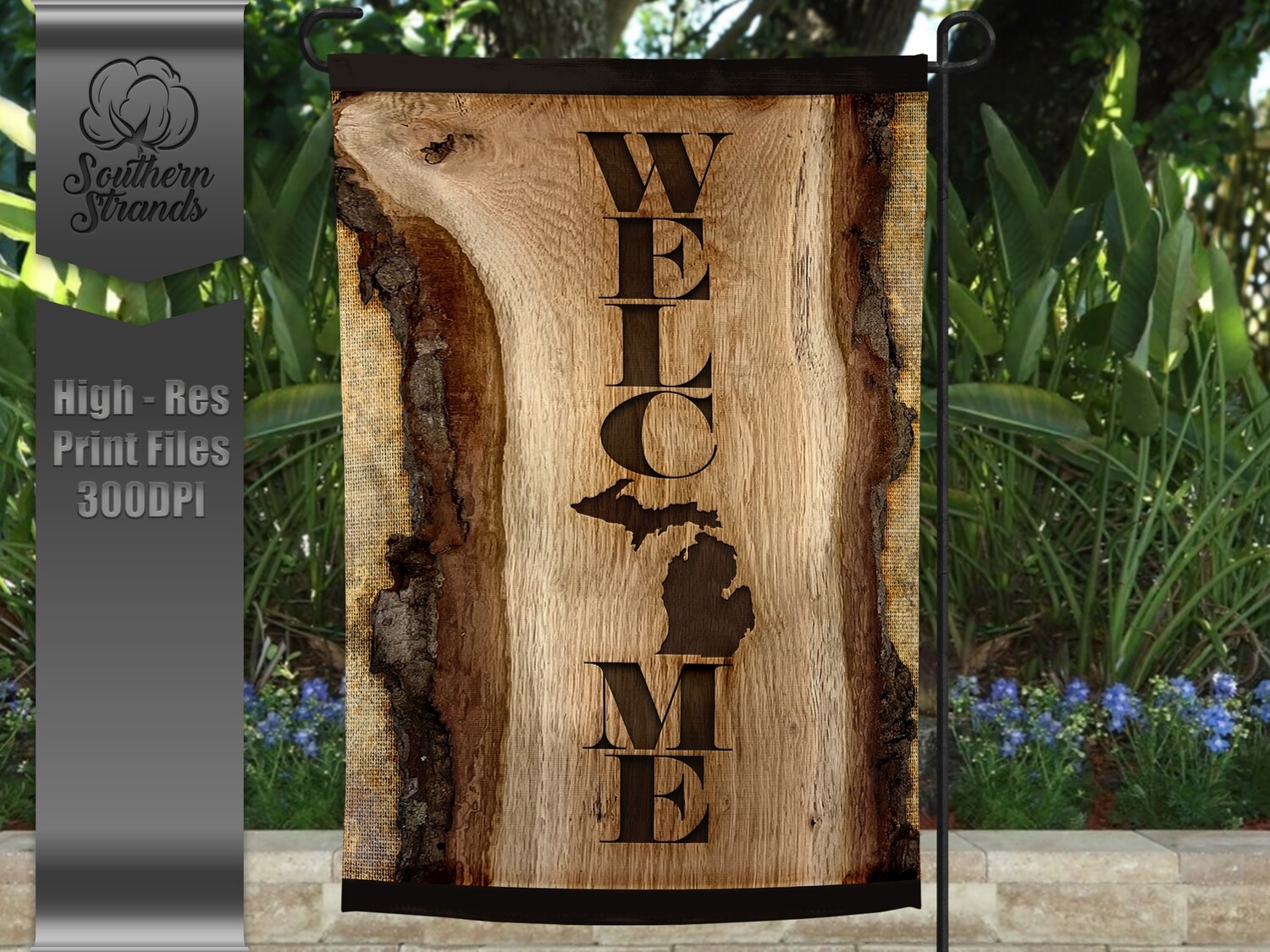 Wooden Plank Garden Flag - Michigan | 12x18 | DIGITAL DESIGN