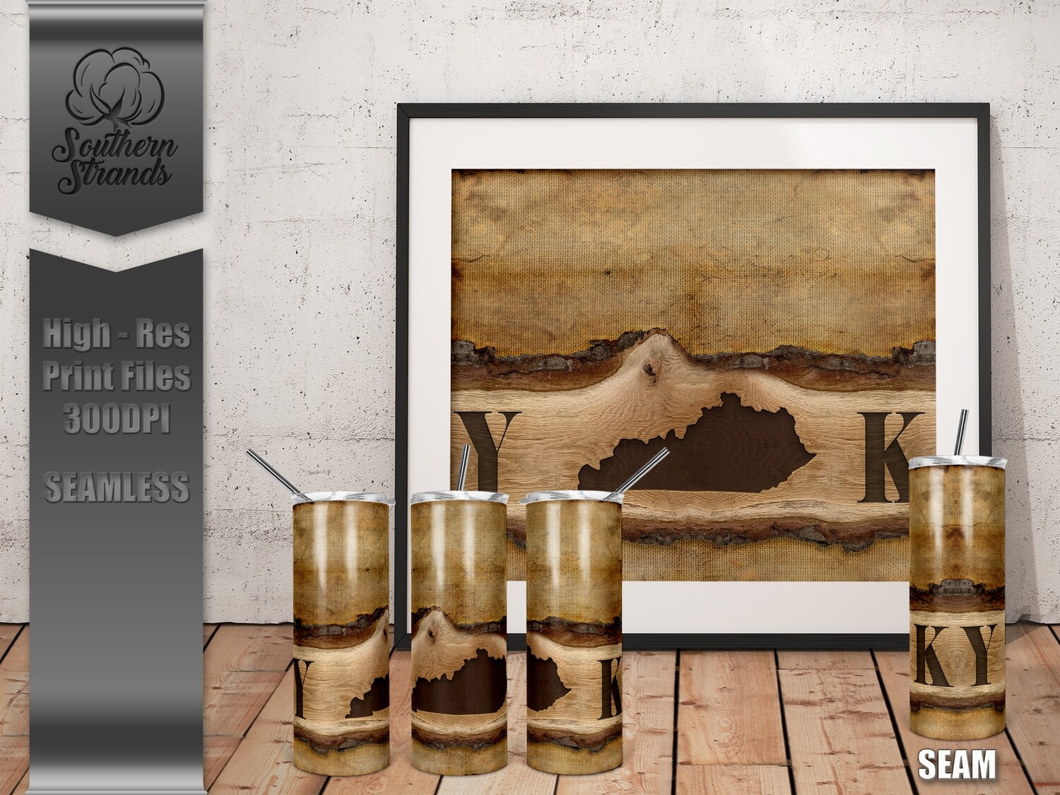 Wooden Plank State Tumblers - Kentucky  - Seamless | DIGITAL DESIGN