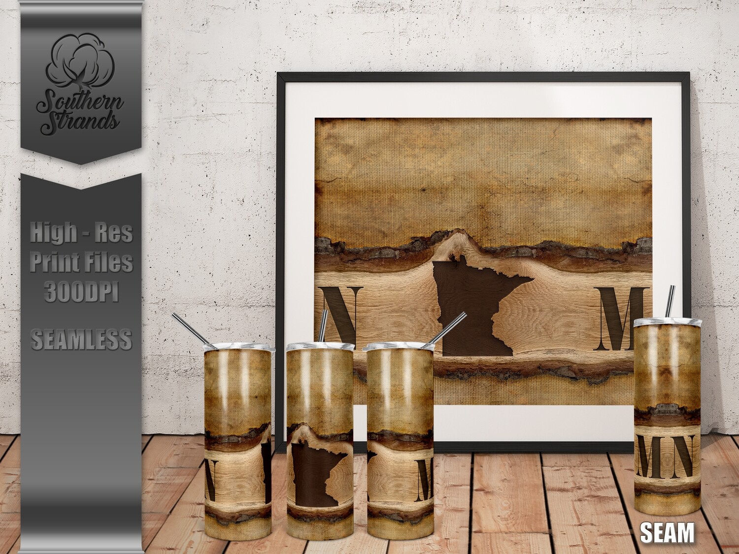 Wooden Plank State Tumblers - Minnesota  - Seamless | DIGITAL DESIGN
