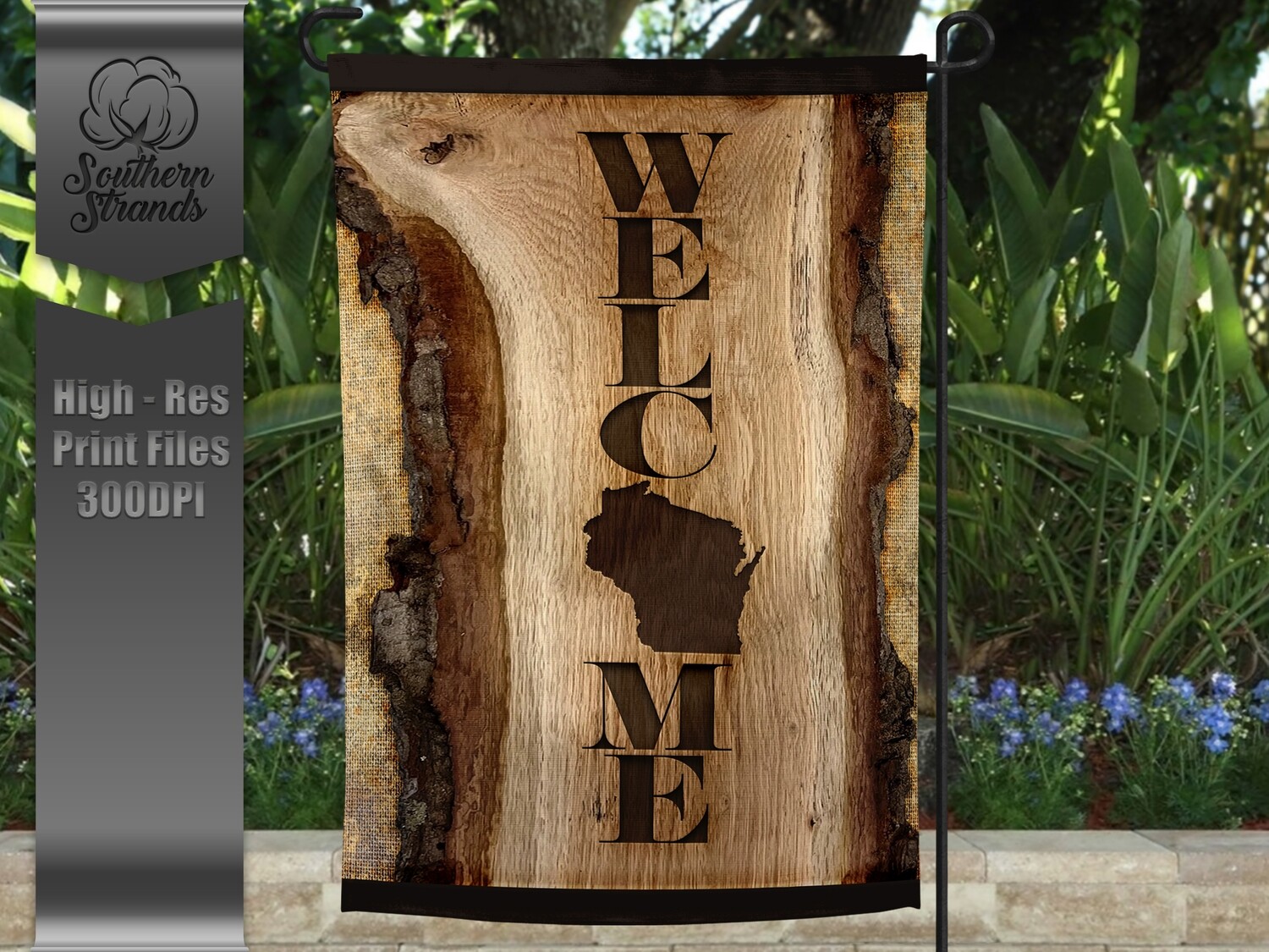 Wooden Plank Garden Flag - Wisconsin | 12x18 | DIGITAL DESIGN