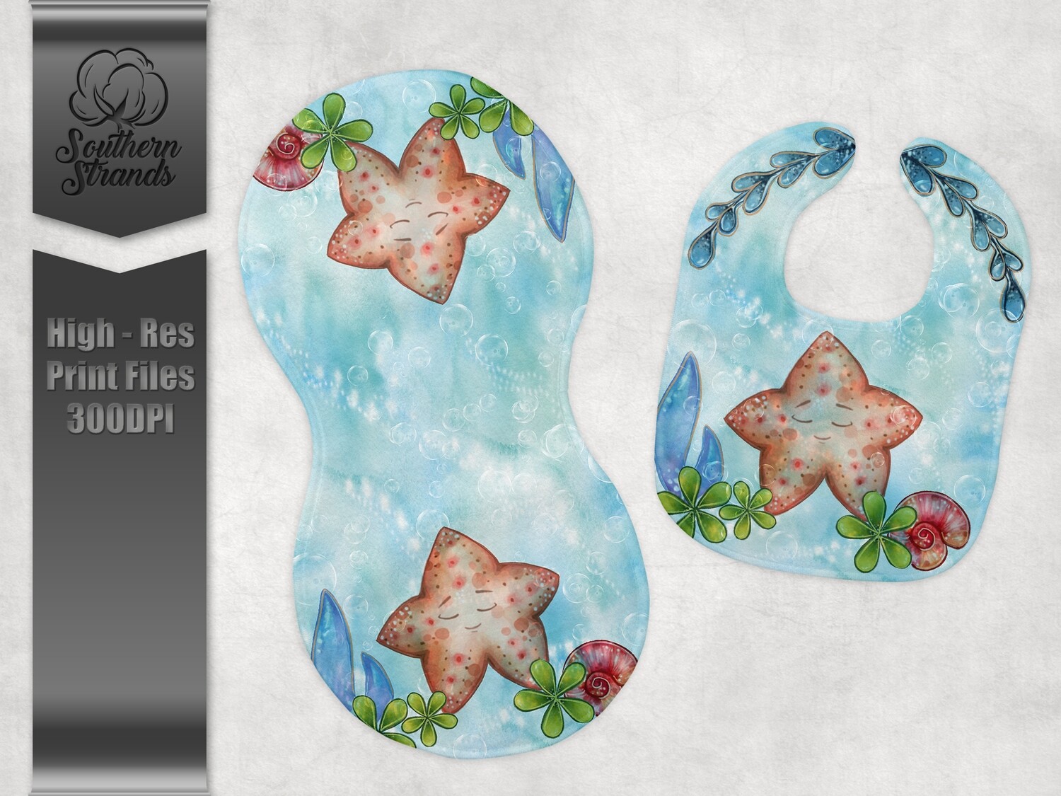 Baby Sealife - Baby StarFish - Burp Cloth and Bib | DIGITAL DESIGN