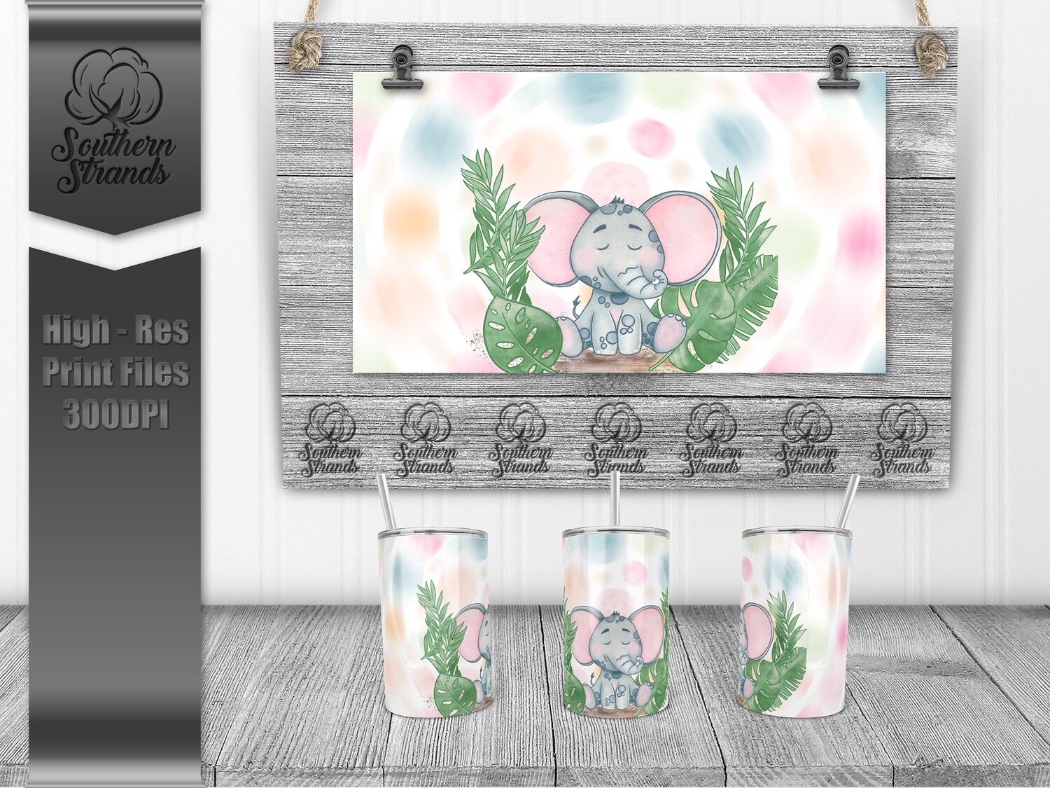 Baby Animals - Baby Elephant - Pink - Sippy Cup | DIGITAL DESIGN