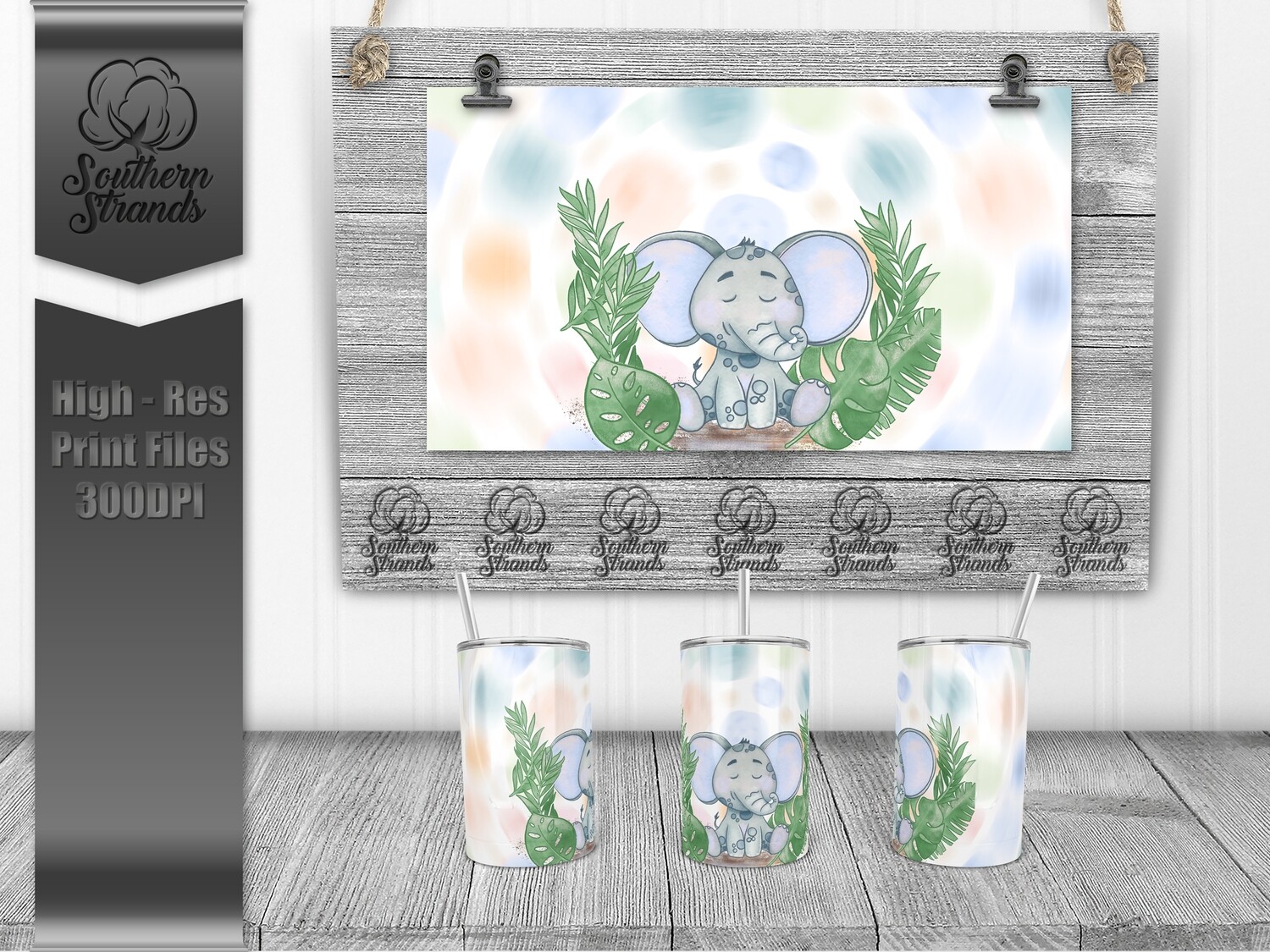 Baby Animals - Baby Elephant - Blue - Sippy Cup | DIGITAL DESIGN