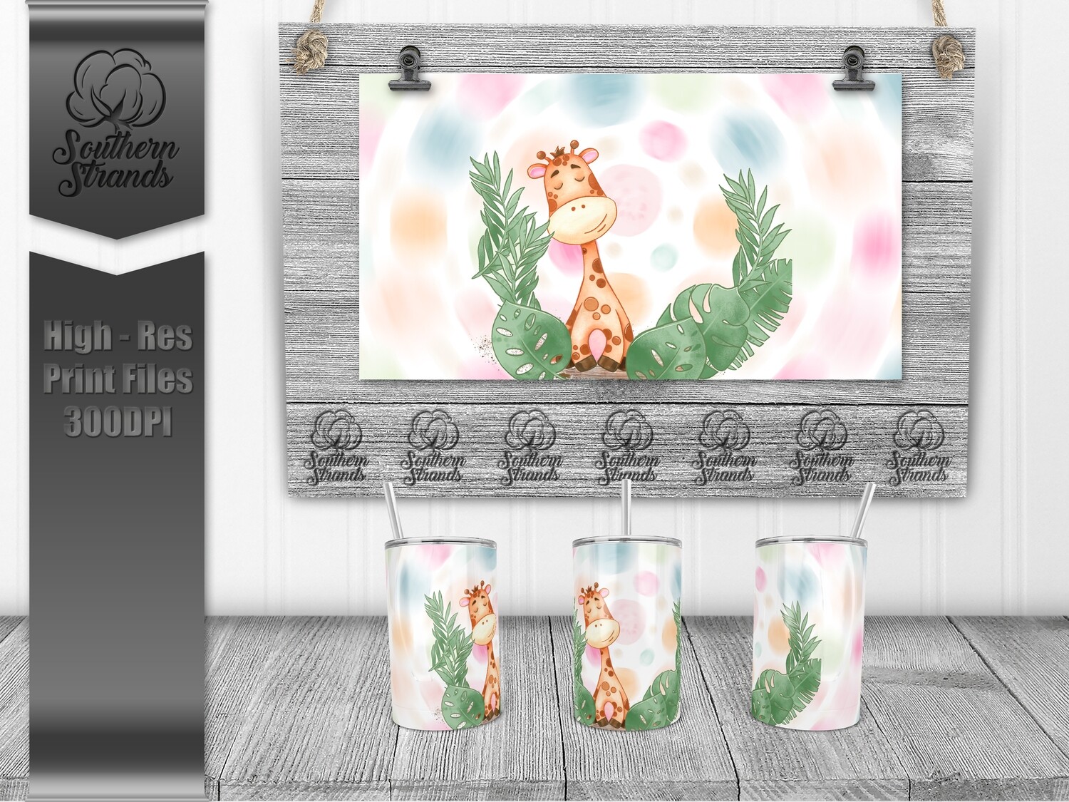 Baby Animals - Baby Giraffe - Pink - Sippy Cup | DIGITAL DESIGN
