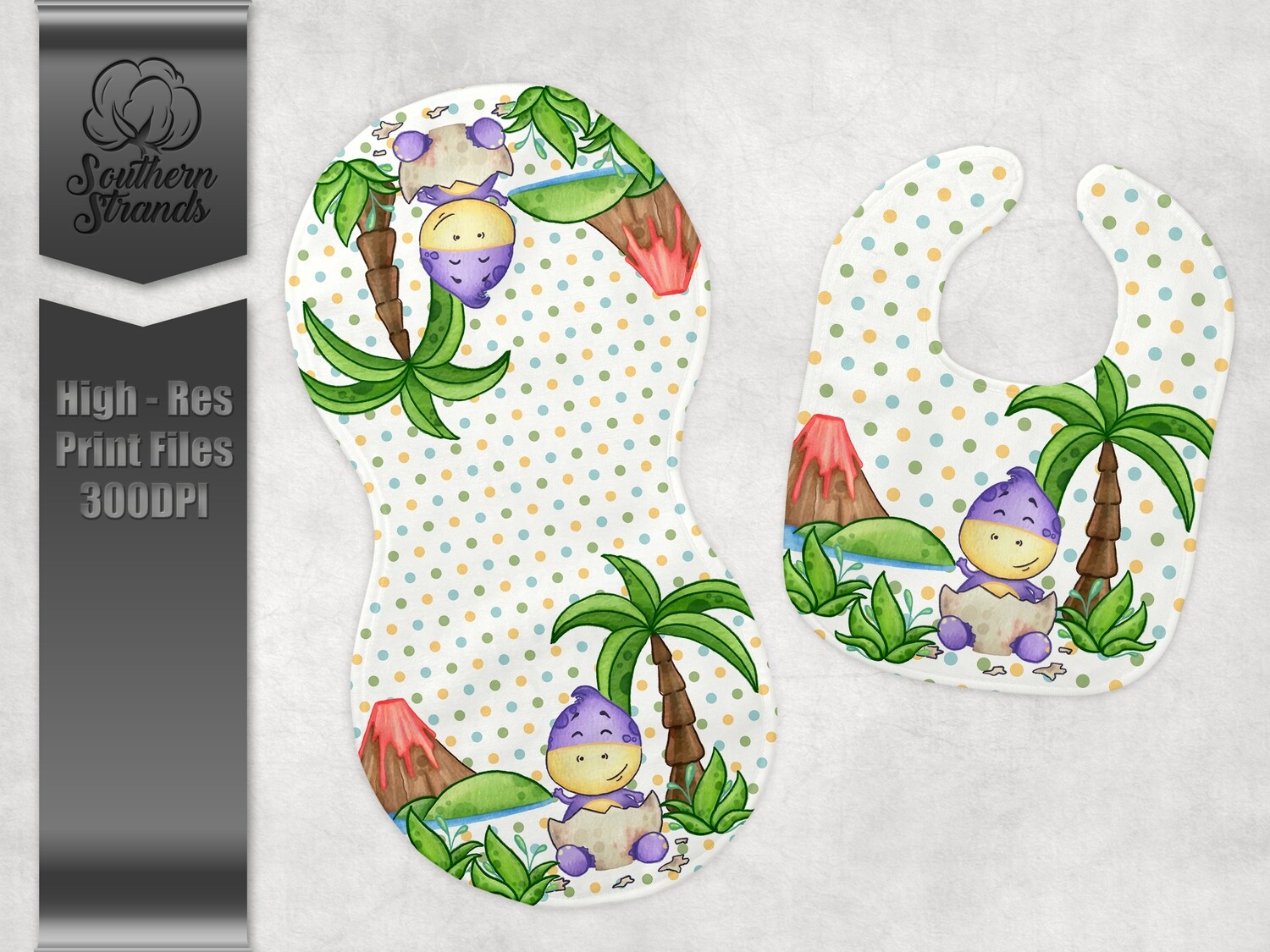 Baby Dinos 3 - Burp Cloth and Bib | DIGITAL DESIGN