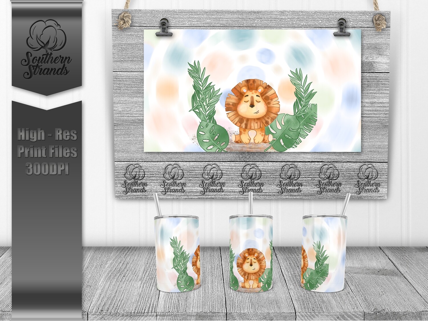 Baby Animals - Baby Lion - Blue - Sippy Cup | DIGITAL DESIGN