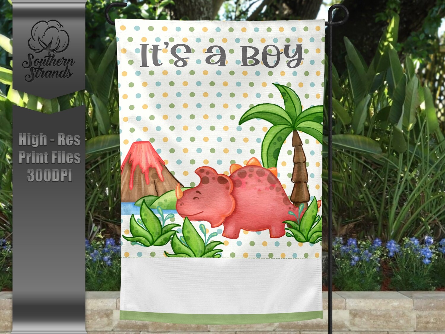 Baby Dino 1 Boy - Garden Flag | Birth Announcement | 12x18 | DIGITAL DESIGN