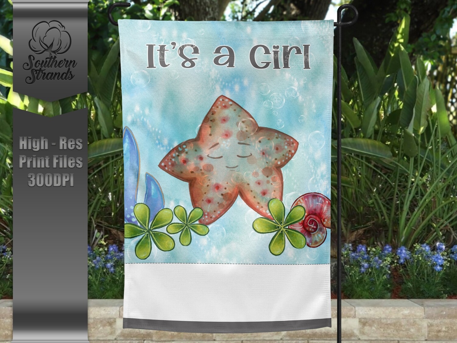 Baby StarFish Girl - Garden Flag | Birth Announcement | 12x18 | DIGITAL DESIGN