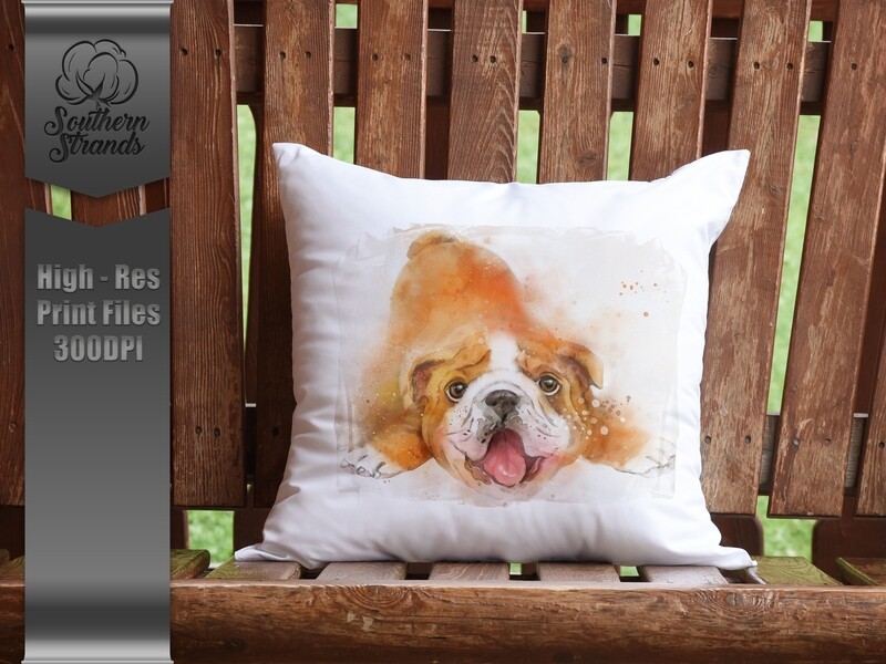Wild Watercolor English Bulldog Pup  |  DIGITAL DESIGN