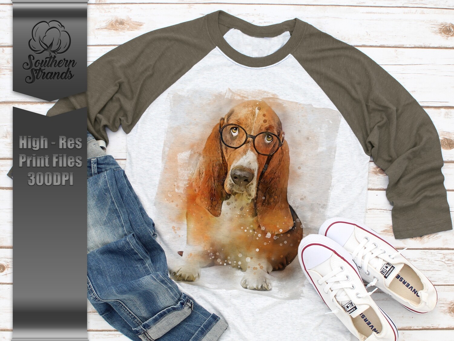 Wild Watercolor Bassett Hound  |  DIGITAL DESIGN