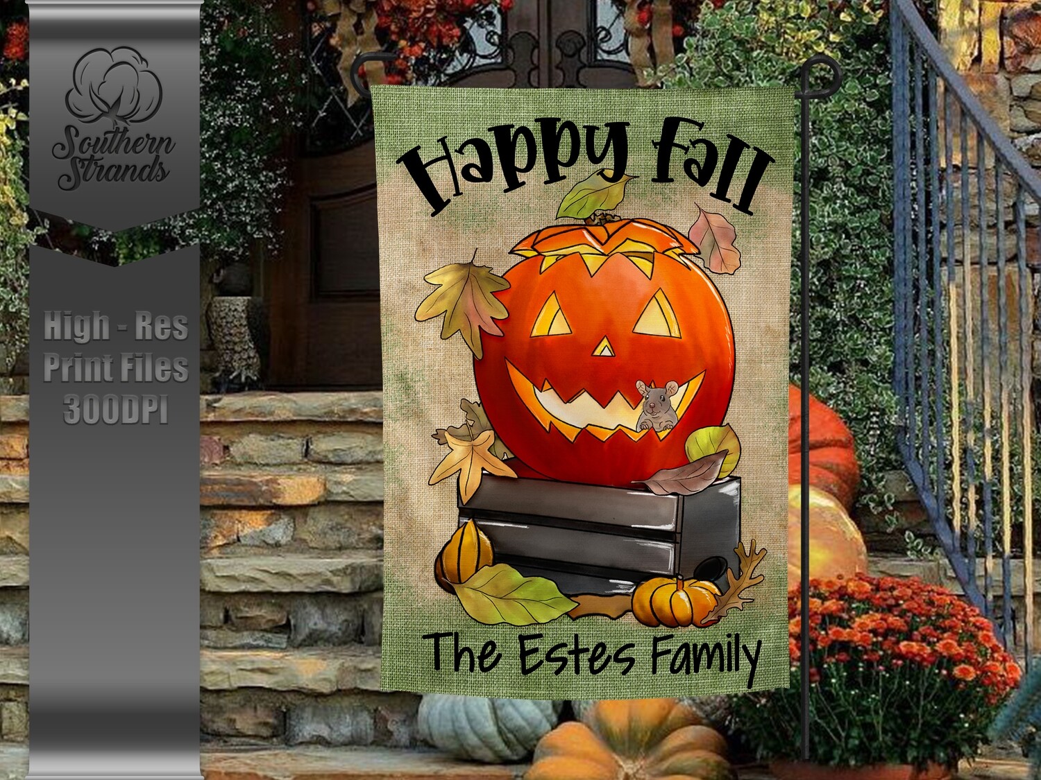 Mouse Pumpkin Happy Fall - Garden Flag | 12x18 | DIGITAL DESIGN