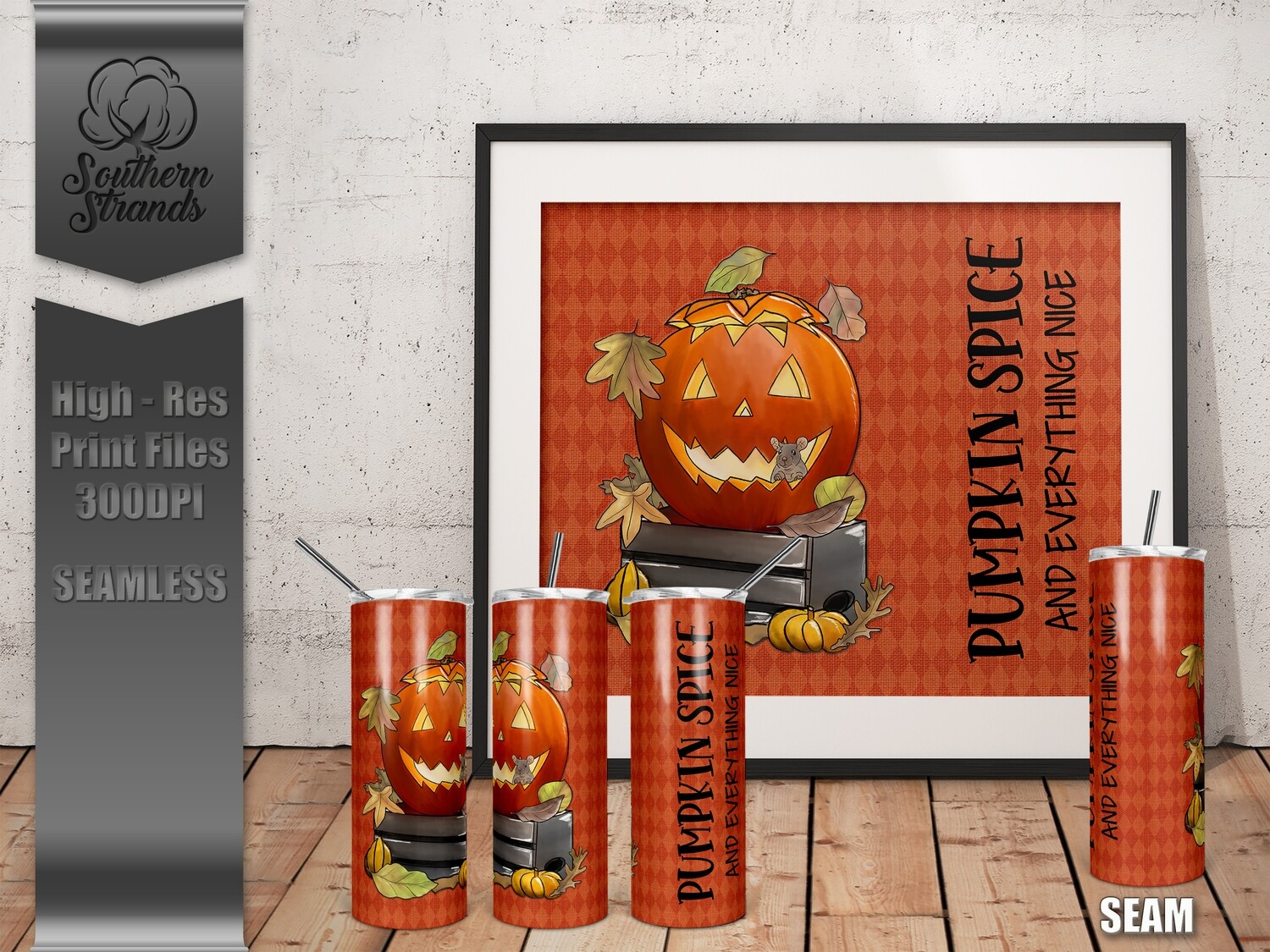 Mouse Pumpkin - Pumpkin Spice Tumbler - Seamless | DIGITAL DESIGN