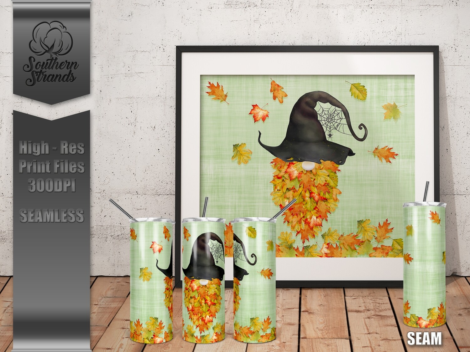 Leaf Gnome - Green Tumbler - Seamless | DIGITAL DESIGN