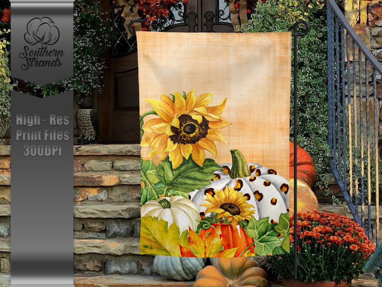Pumpkins and Sunflowers Garden Flag | 12x18 | DIGITAL DESIGN