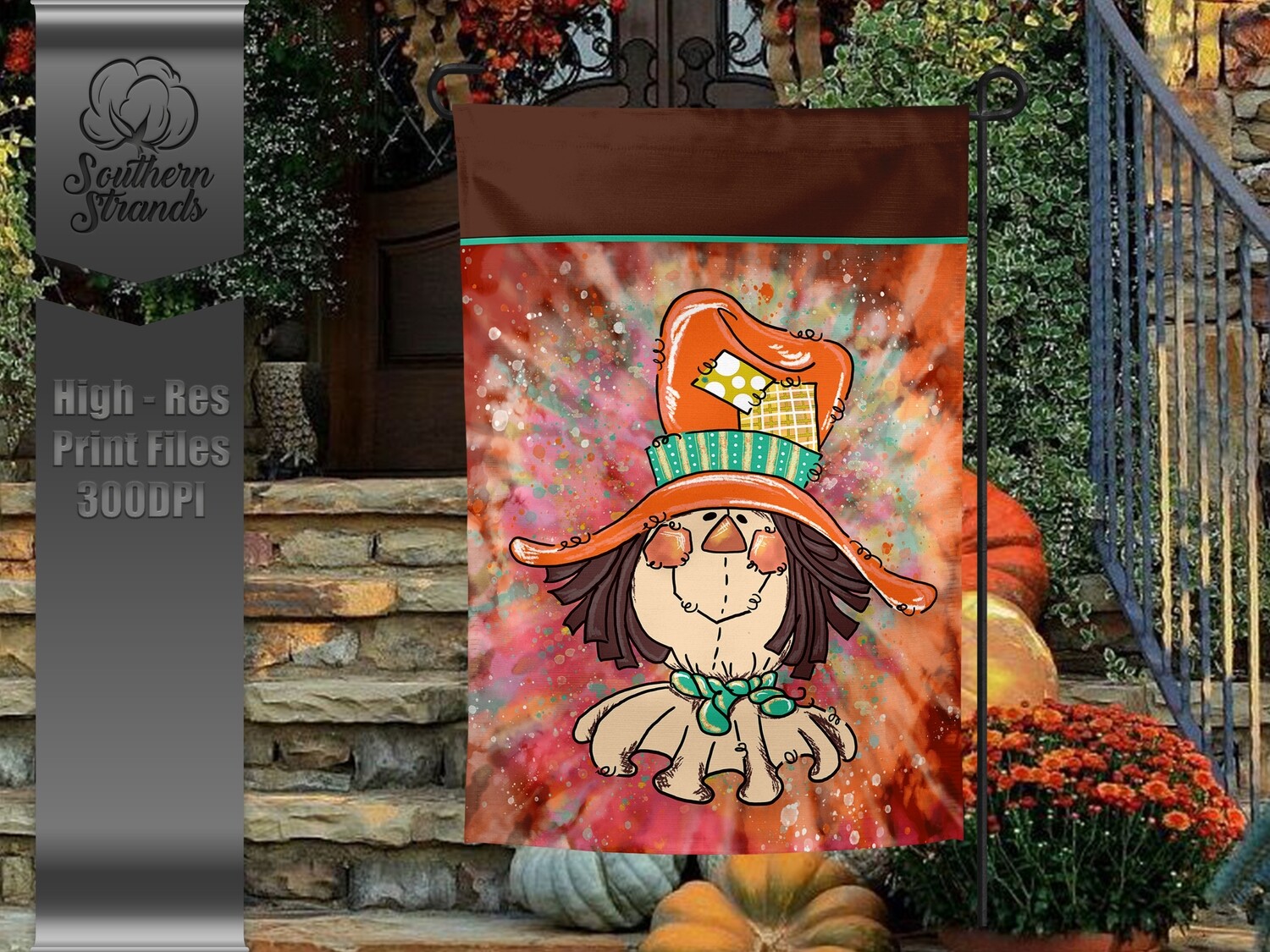 Fall Scarecrow Garden Flag - Add Your Own Text | 12x18 | DIGITAL DESIGN