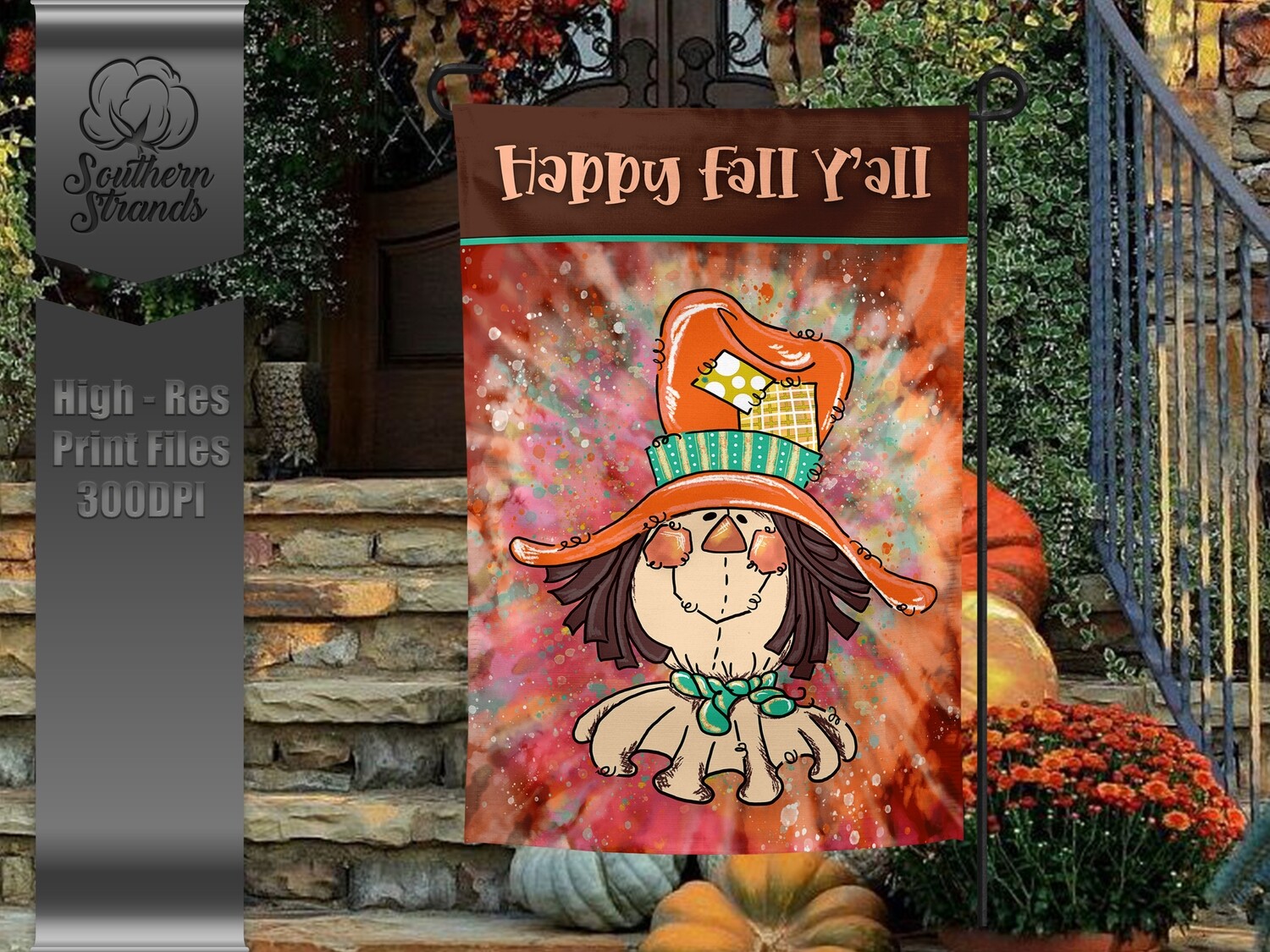 Fall Scarecrow Garden Flag - Happy Fall Yall | 12x18 | DIGITAL DESIGN