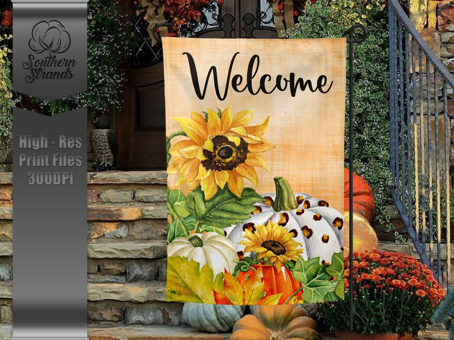 Pumpkins and Sunflowers - Welcome - Garden Flag | 12x18 | DIGITAL DESIGN