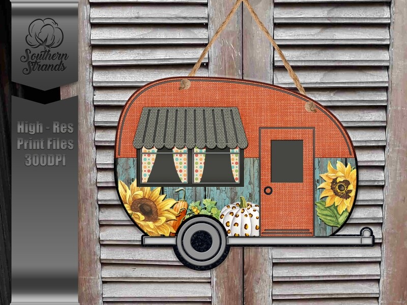 Wood and Pumpkins Camper Door Hanger | DIGITAL DESIGN