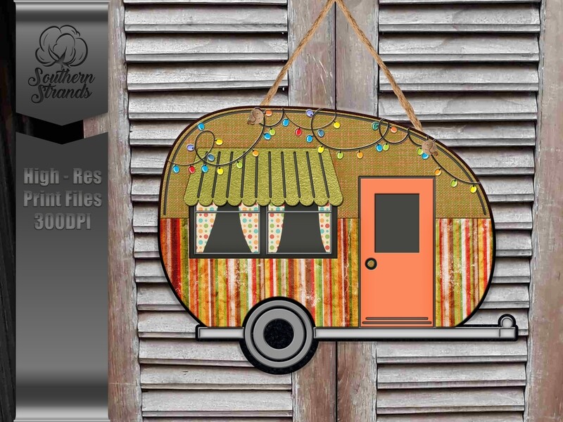 Stripes and Lights Camper Door Hanger | DIGITAL DESIGN
