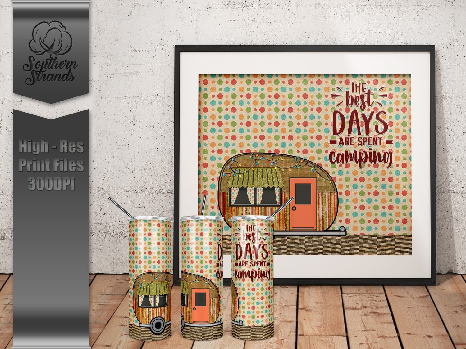 Stripes and Lights Camper Tumbler | DIGITAL DESIGN