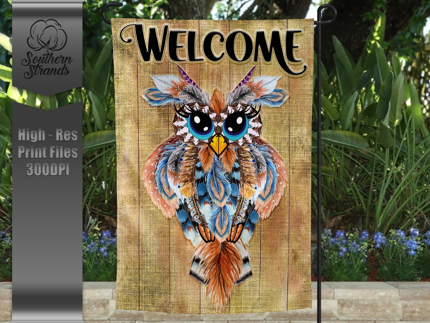 Fall Feather Owl - Garden Flag - | 12x18 | DIGITAL DESIGN
