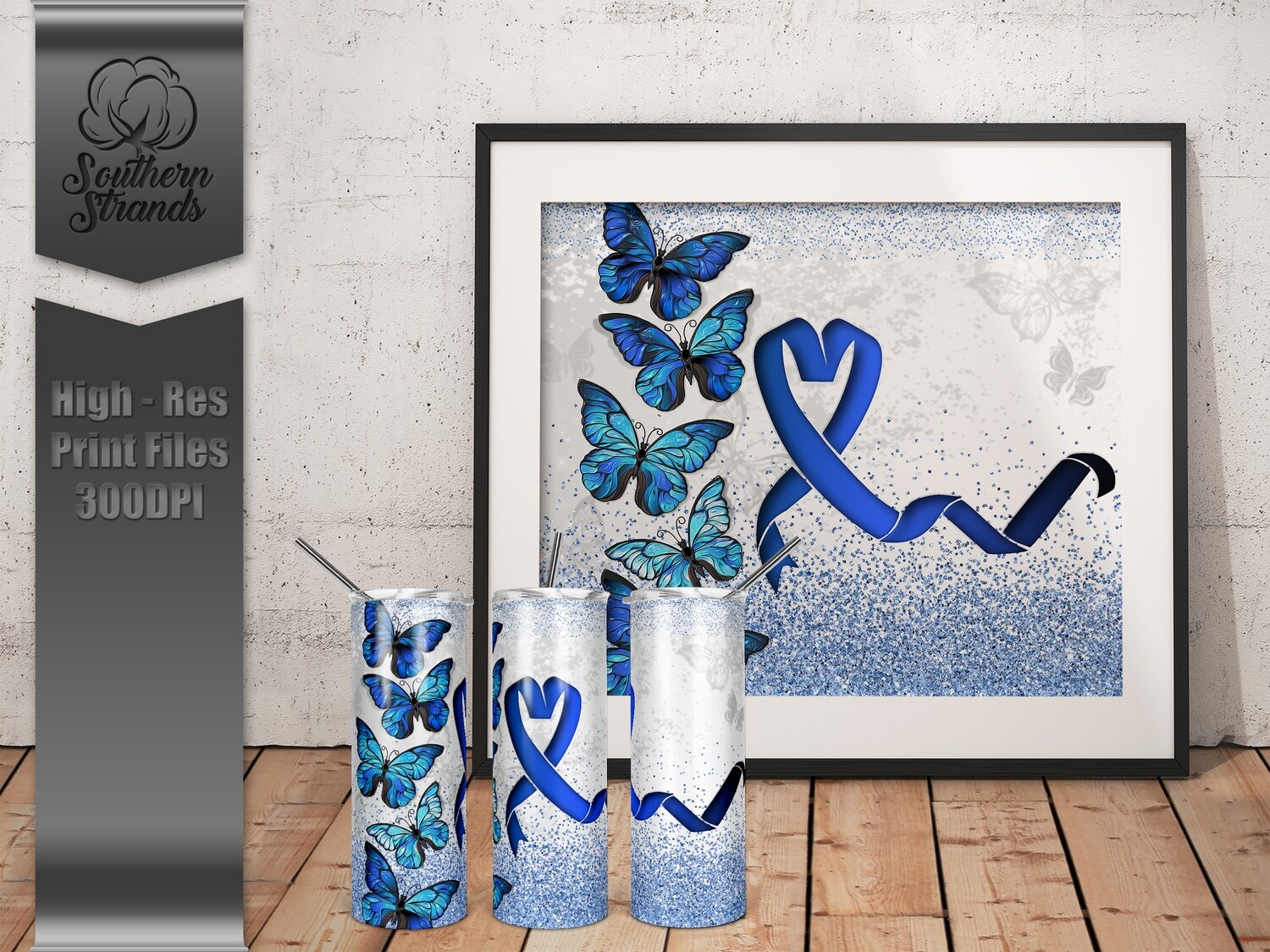 Awareness Butterflies and Ribbons Tumbler  | DIGITAL DESIGN