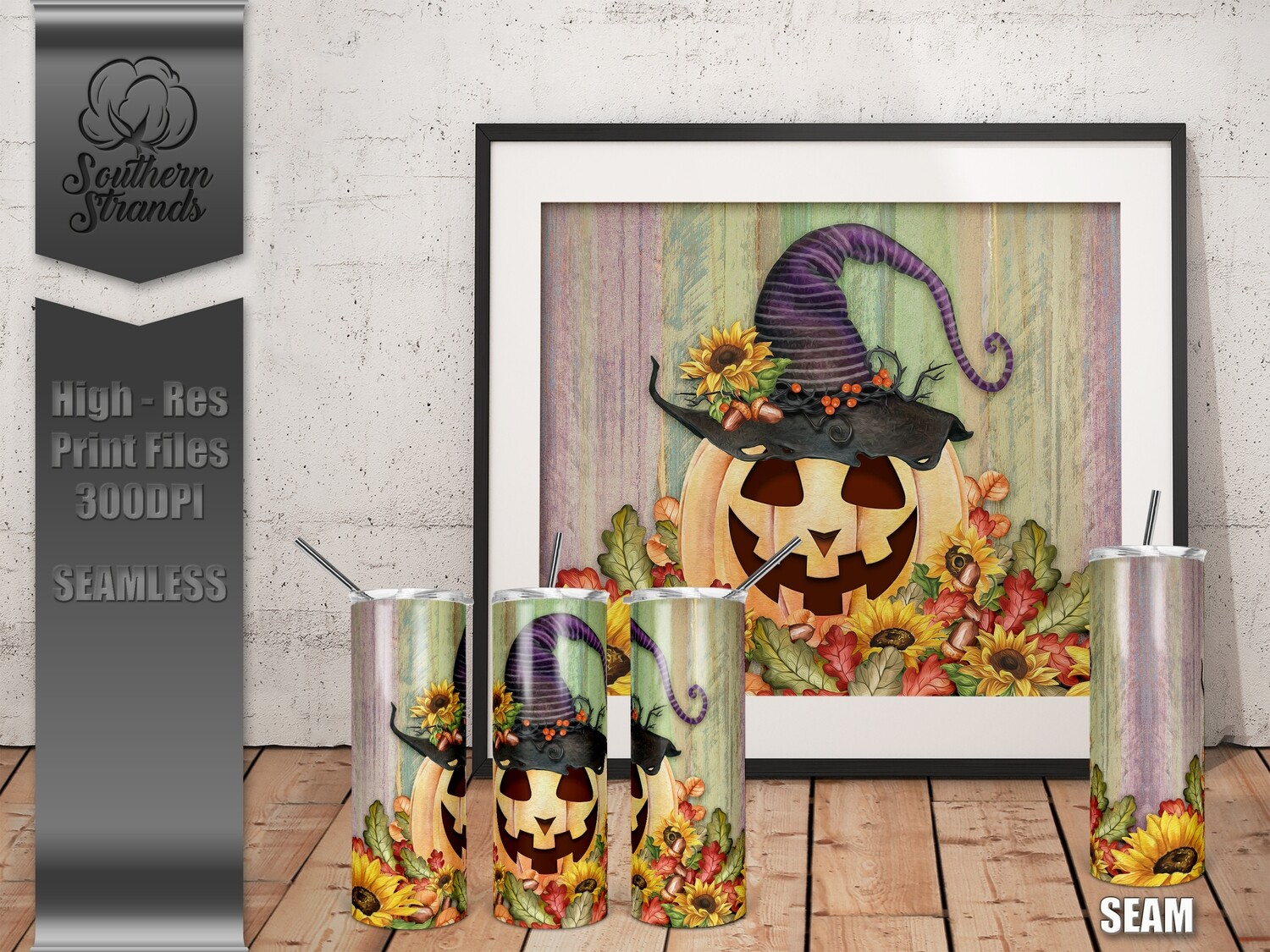 Witch Pumpkin Tumbler  - Seamless | DIGITAL DESIGN
