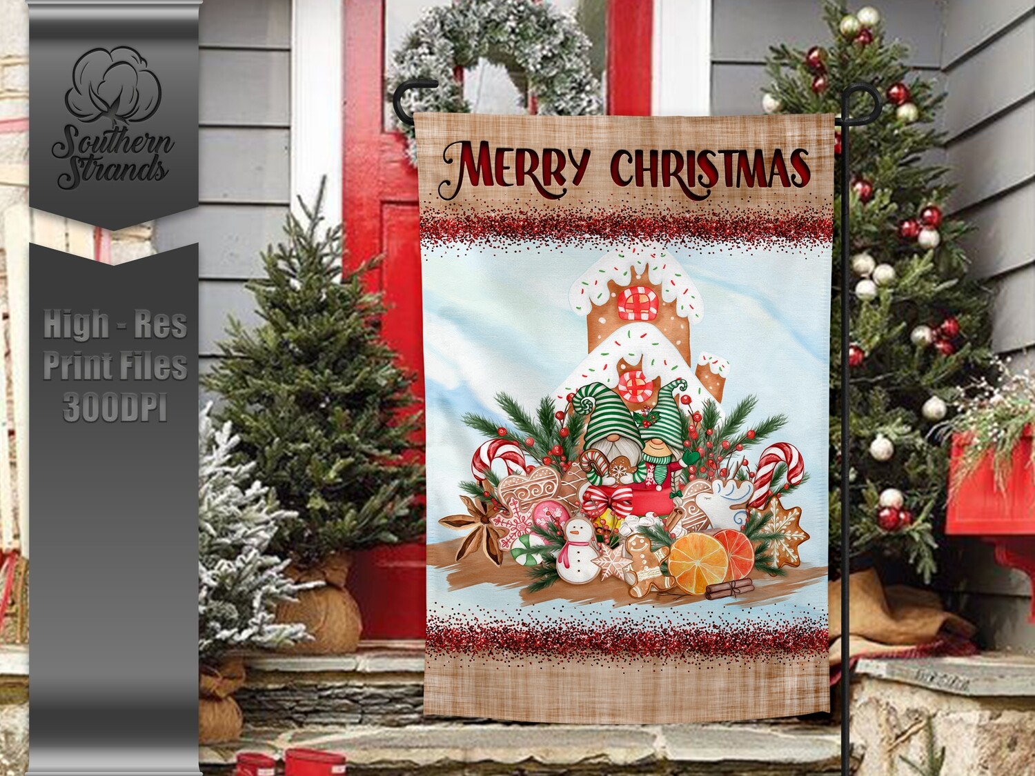 Cookies and Cocoa Gnome - Garden Flag - | 12x18 | DIGITAL DESIGN