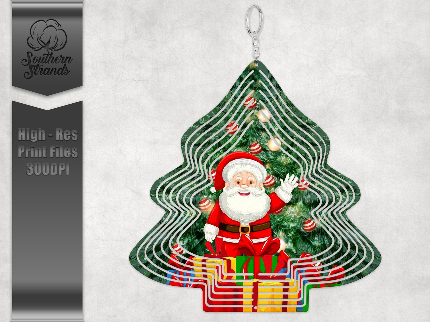 Christmas Tree Santa and Gifts - Wind Spinner | DIGITAL DESIGN