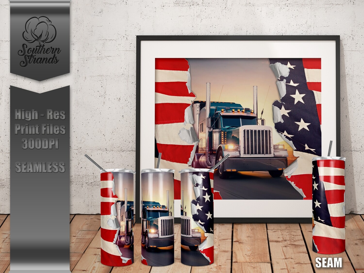 Torn American Flag - Photo Reveal - Add Your Own Photo  - Seamless | DIGITAL DESIGN