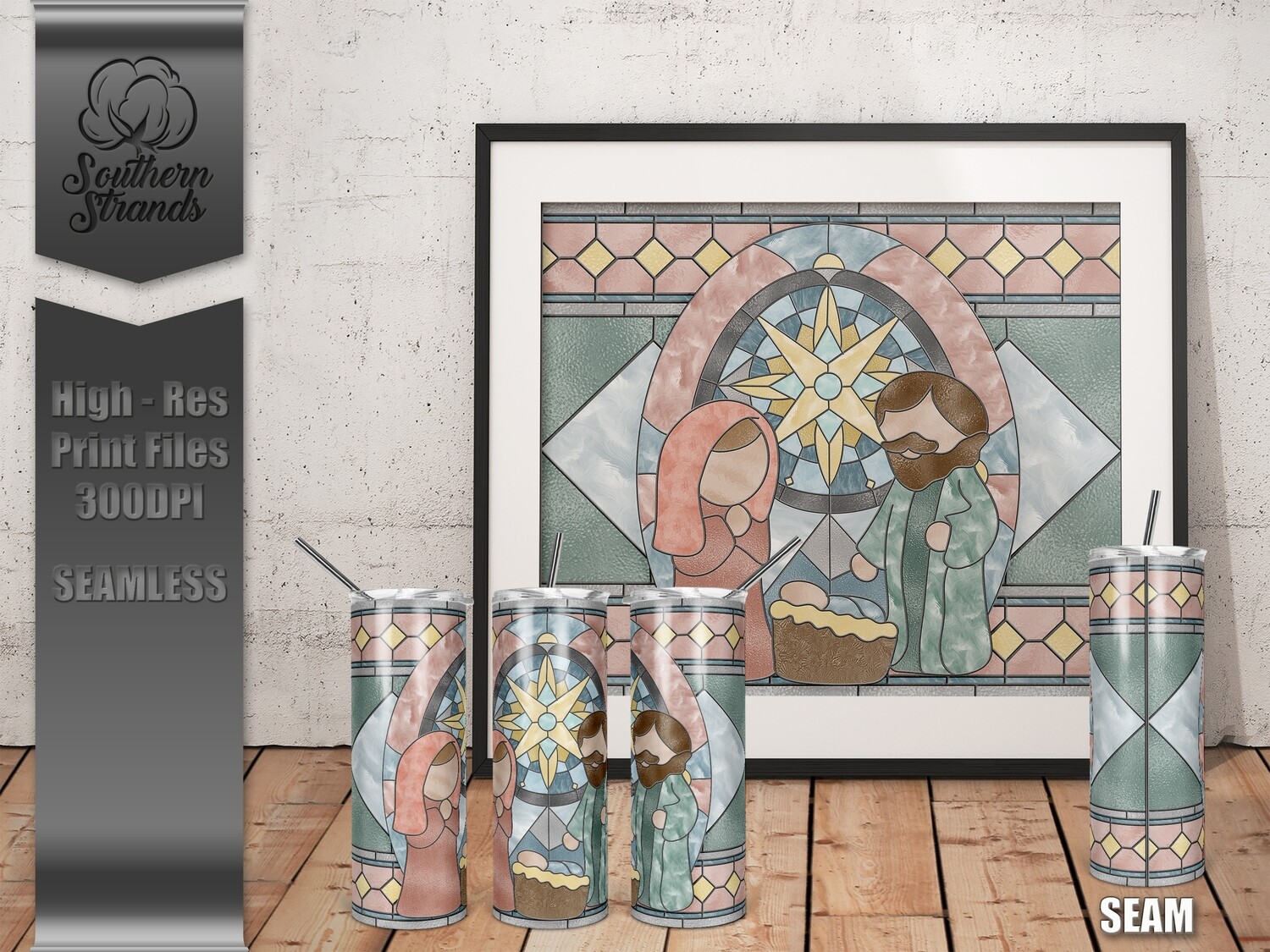 Stained Glass Nativity Tumbler | Seamless ( Kinda ) | DIGITAL DESIGN